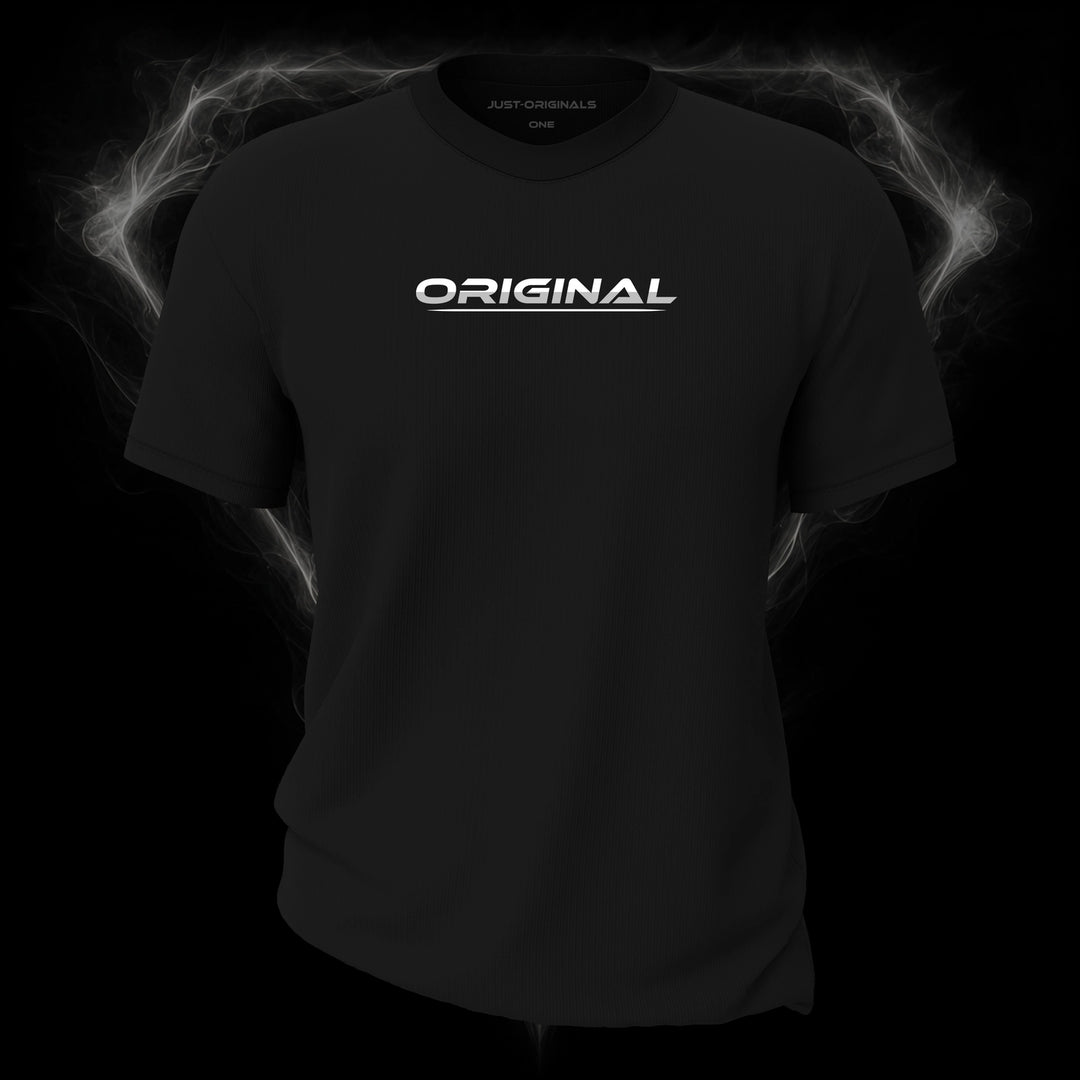 LIFESTYLE ONE Unisex Tee — ORIGINAL II design on BlackPulse™ colorway with white lifestyle typography, silver-gray word accent, and white underline.