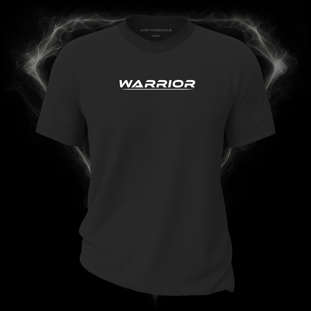 LIFESTYLE ONE Unisex Tee — WARRIOR I design on ShadowPulse™ colorway with white minimal lifestyle typography and white underline.