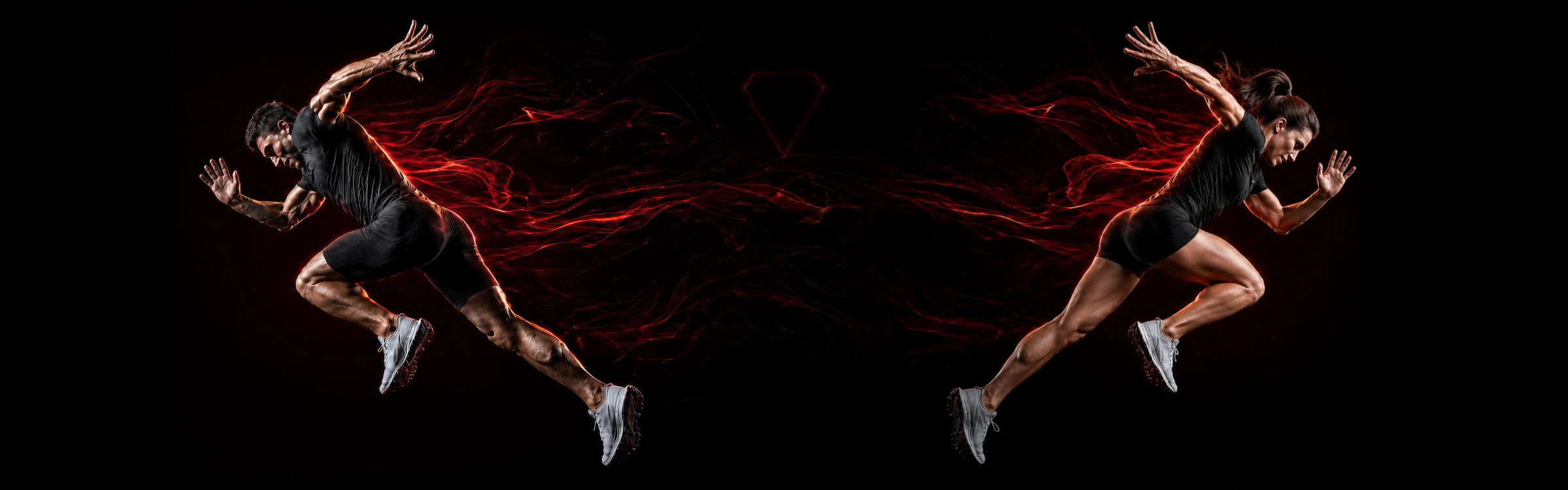 JUST-ORIGINALS MAXPULSE™ CORE homepage hero featuring male and female athletes sprinting with red performance energy, Unleash Your Potential headline, and CORE Men and Women call-to-action buttons.
