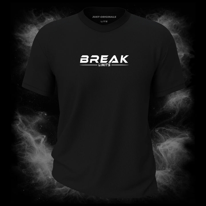 MAXPULSE™ LITE Men Tee – BREAK LIMITS design on BlackPulse™ colorway with bold white performance typography