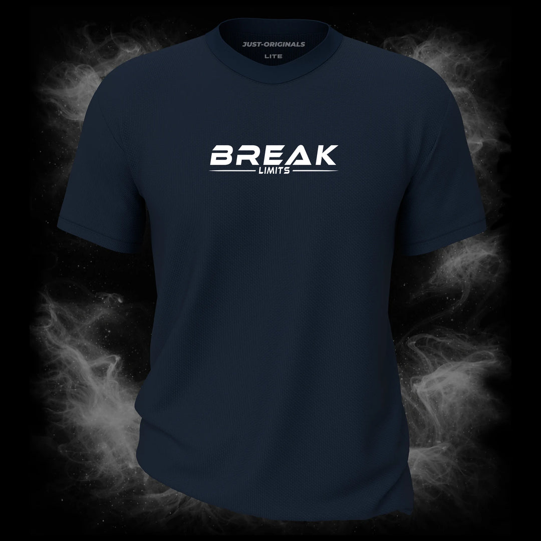 MAXPULSE™ LITE Men Tee – BREAK LIMITS design on StormPulse™ colorway with bold white performance typography