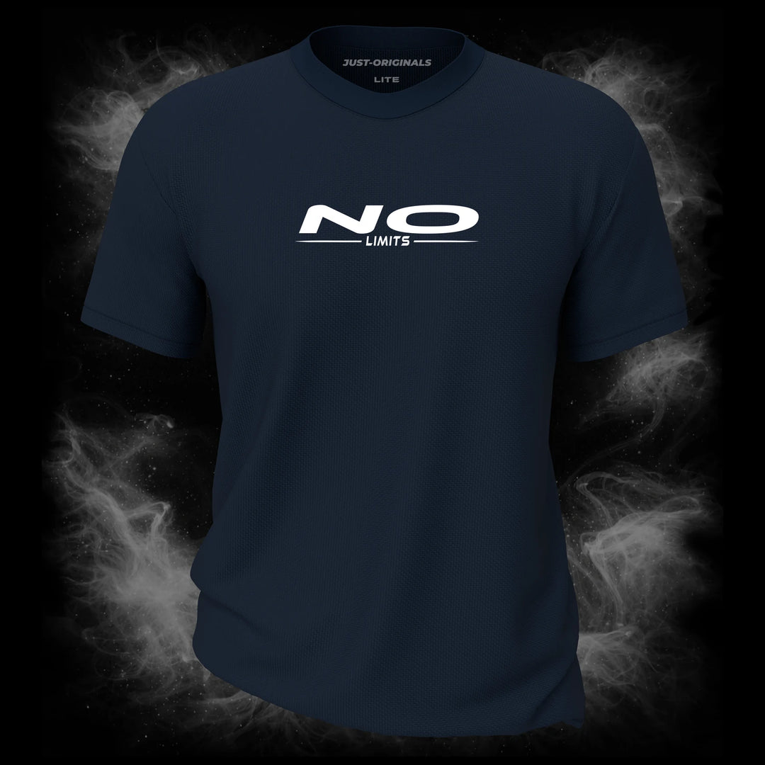 MAXPULSE™ LITE Men Tee – NO LIMITS design on StormPulse™ colorway with bold white performance typography