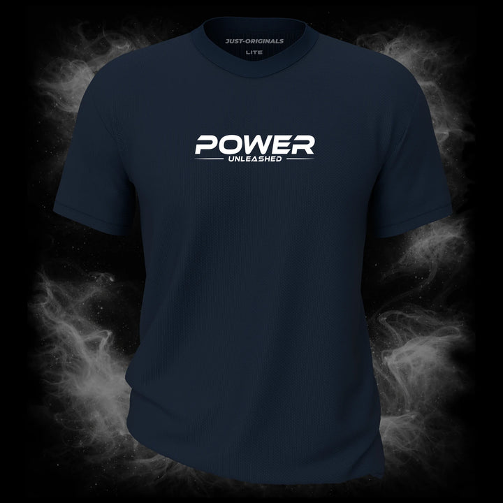 MAXPULSE™ LITE Men Tee – POWER UNLEASHED design on StormPulse™ colorway with white performance typography