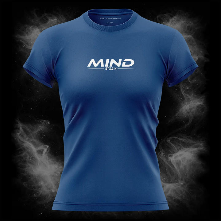 MAXPULSE™ LITE Women Tee – MIND STRAIN design on RoyalPulse™ colorway with white performance typography