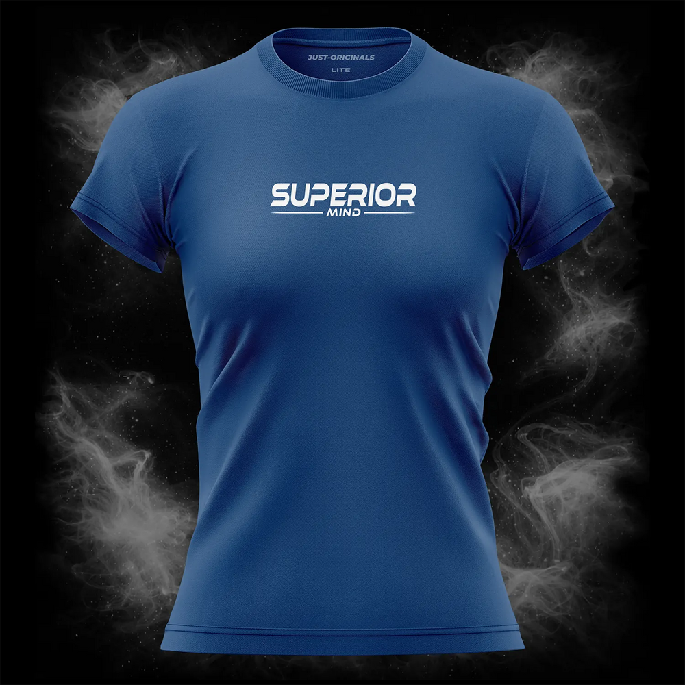 MAXPULSE™ LITE Women Tee – SUPERIOR MIND design on RoyalPulse™ colorway with white performance typography